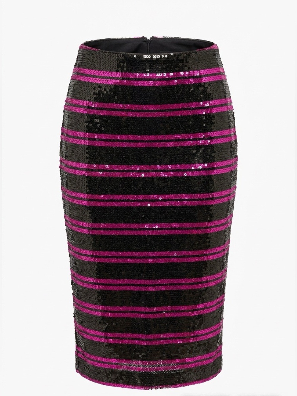 J.Crew Dark Gray & Pink Magenta Sequin Striped Pencil Party Skirt - Size 2